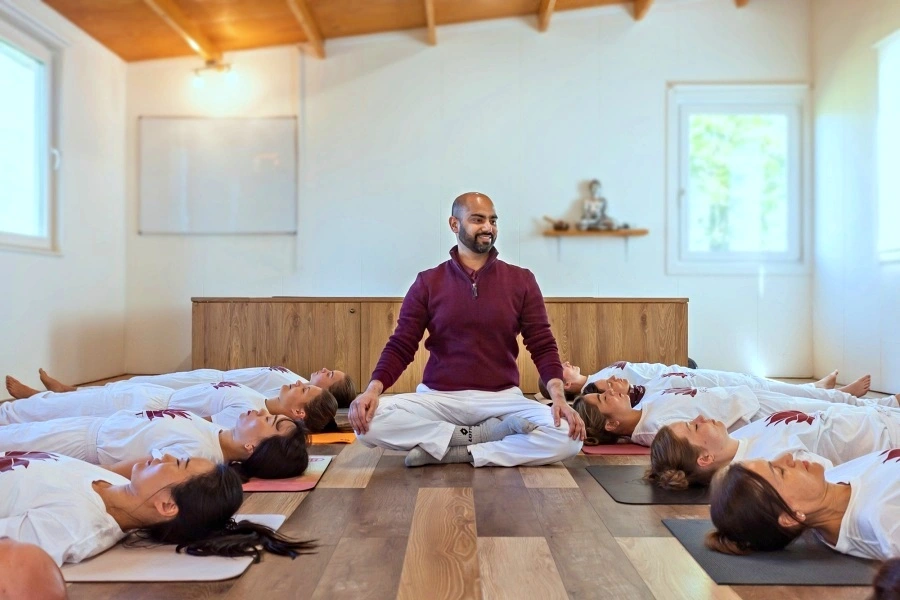 Dr. Ram Jain leading Yoga Nidra teacher training session