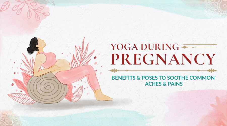 A young pregnant woman practices yoga poses for pregnancy pains.