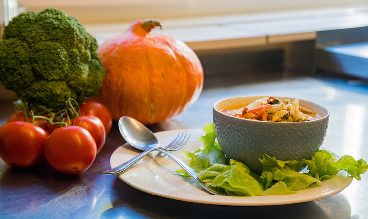 Balanced holistic diet with soup and salad Balanced holistic diet with soup and salad