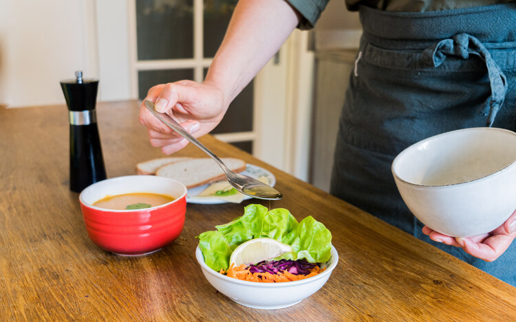 Holistic nutritionist prepares a healthy, balanced meal Holistic nutritionist prepares a healthy, balanced meal