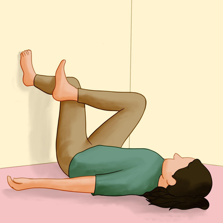 Wall yoga exercises - Figure Four Wall Stretch Wall yoga exercises - Figure Four Wall Stretch