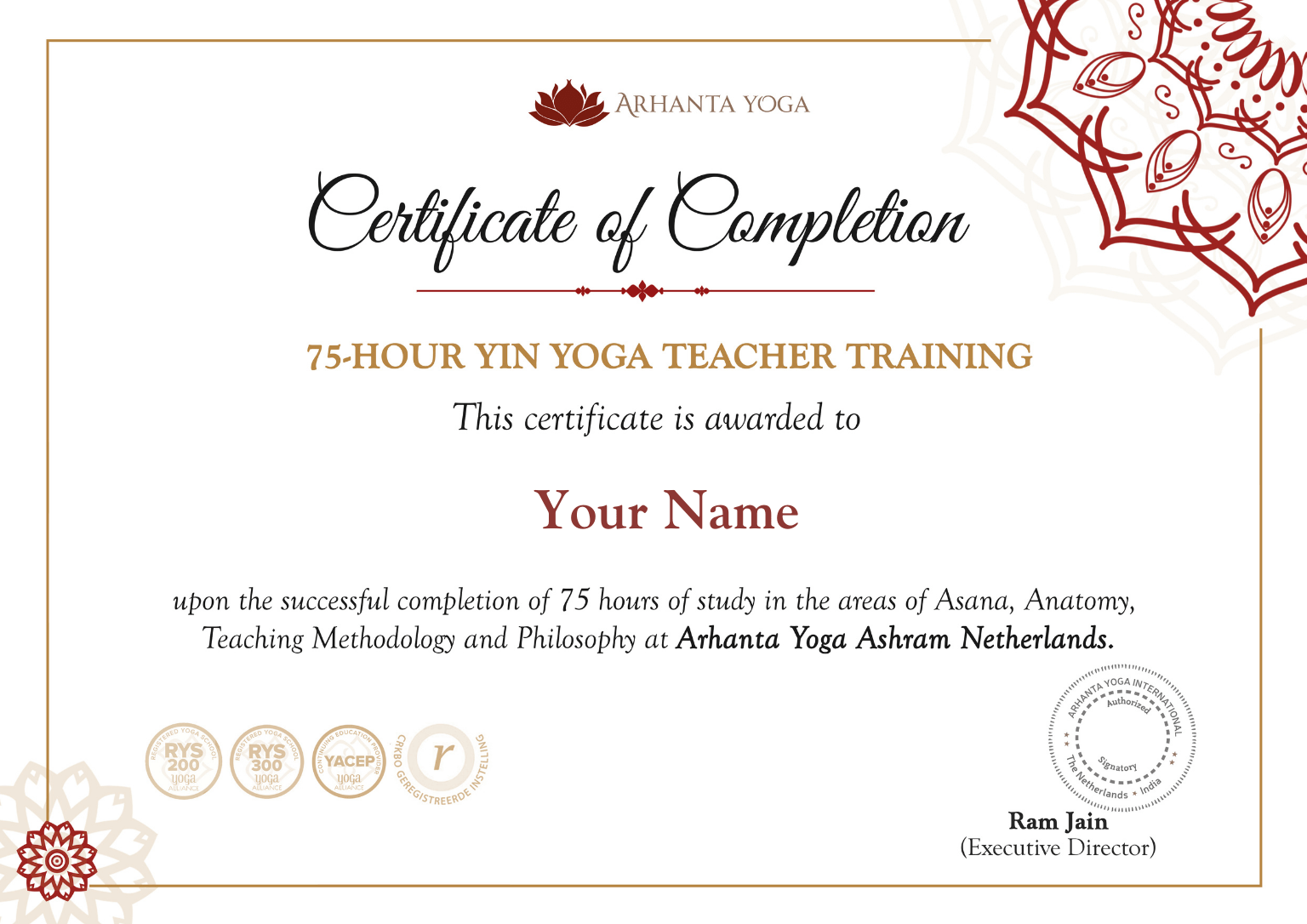 Yin Yoga Teacher Training Certificate in Netherlands