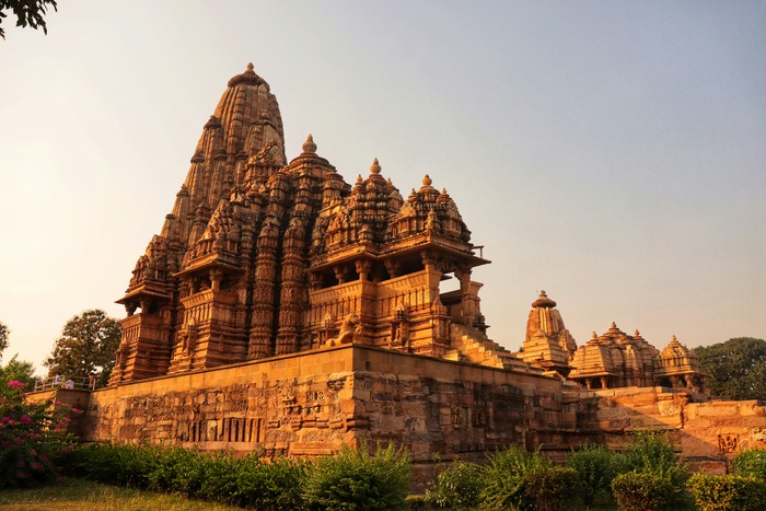 The Khajuraho temples in Madhya Pradesh, India at dusk The Khajuraho temples in Madhya Pradesh, India at dusk