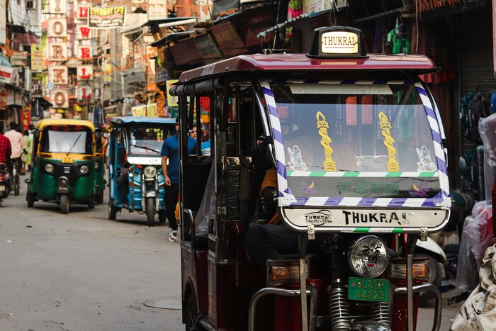 Rickshaw taxis in Delhi, India