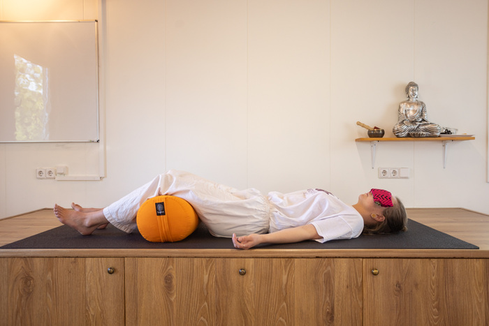 Savasana practice with props