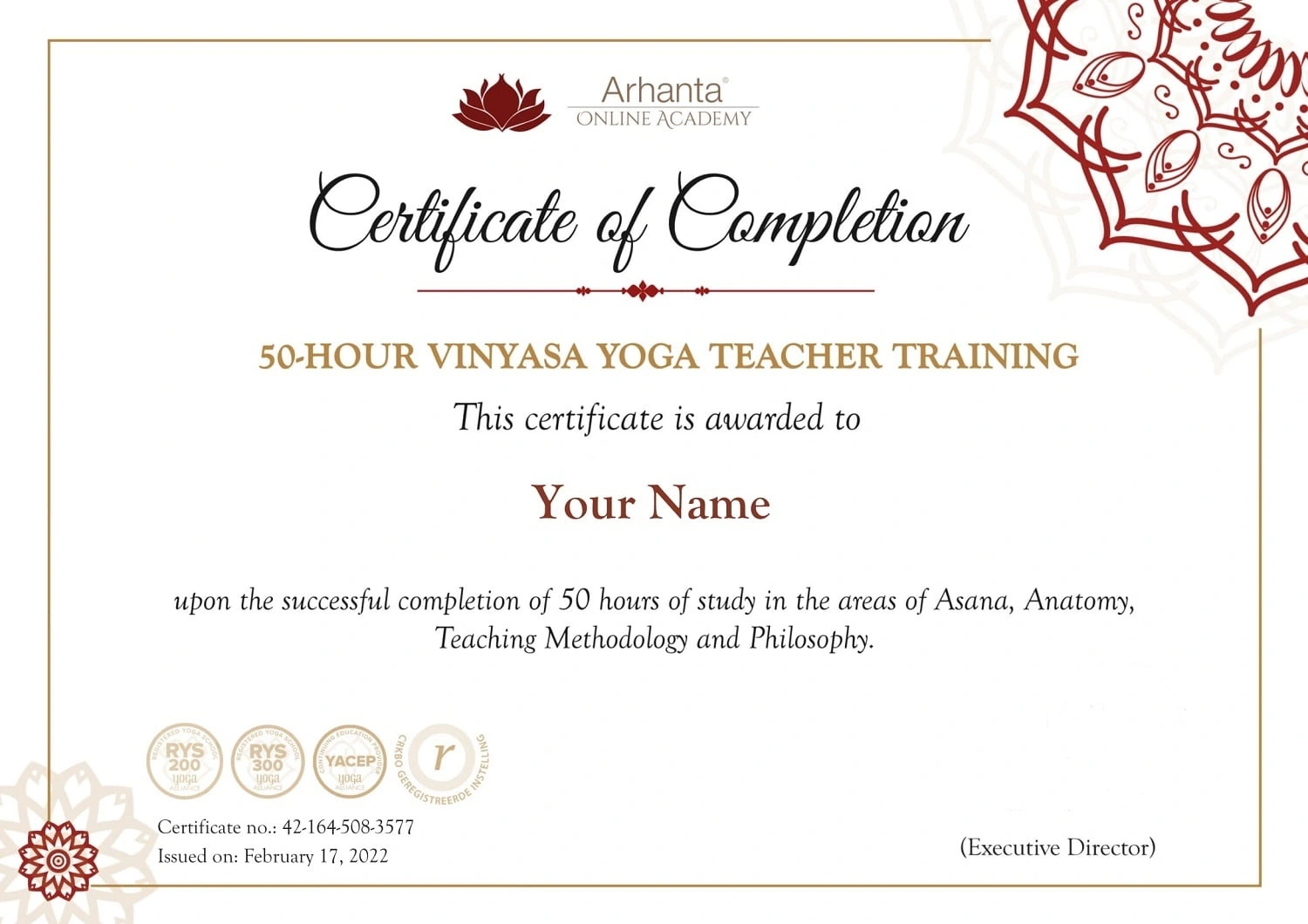 50 hours Vinyasa yoga online certification course 50-hours online Vinyasa yoga certificate
