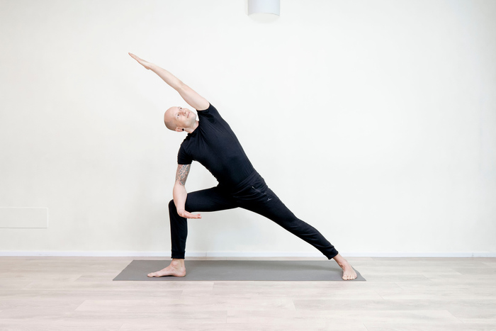 Commonly known as Utthita Parsvakonasana or Extended side angle pose