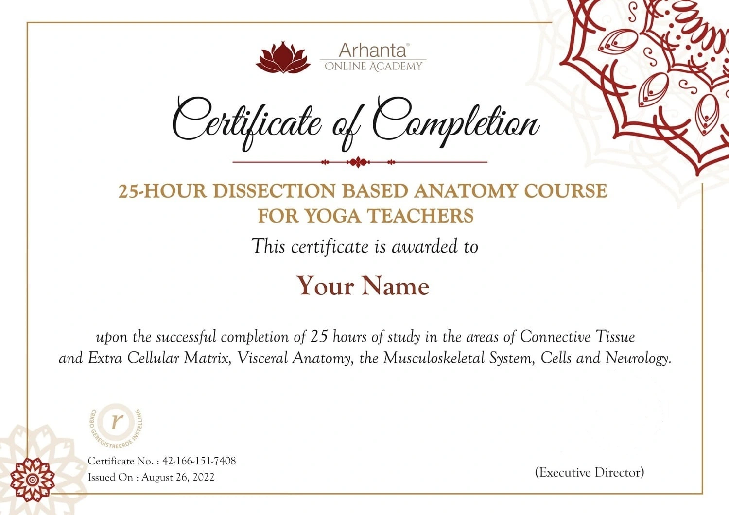 25 Hour Dissection Based Anatomy Course Certification 25 Hour Dissection Based Anatomy Course Certification